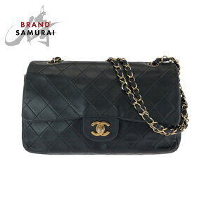 CHANEL Matelasse Double Flap Coco Mark Turnlock Lambskin Chain Shoulder Bag